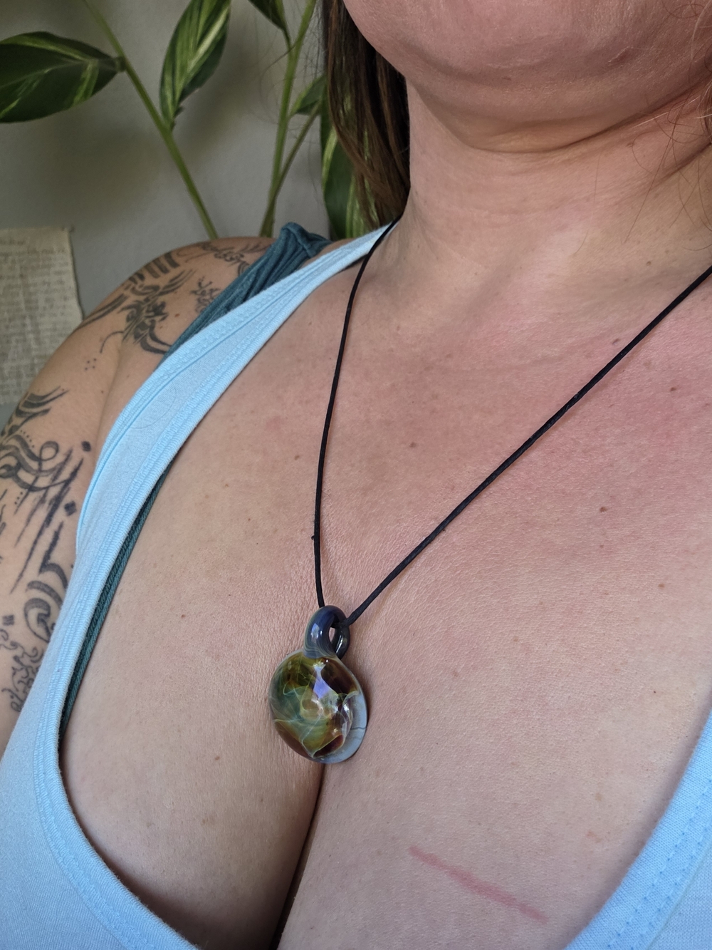 Artisan Multicolor Glass Pendant Necklace - Yellow & Orange - Picture 7 of 7